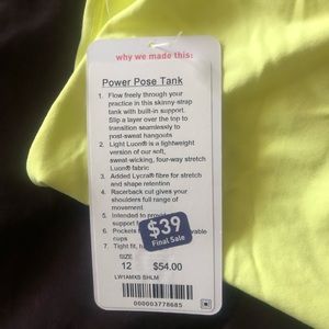 Lululemon Power Pose Tank NWT 12